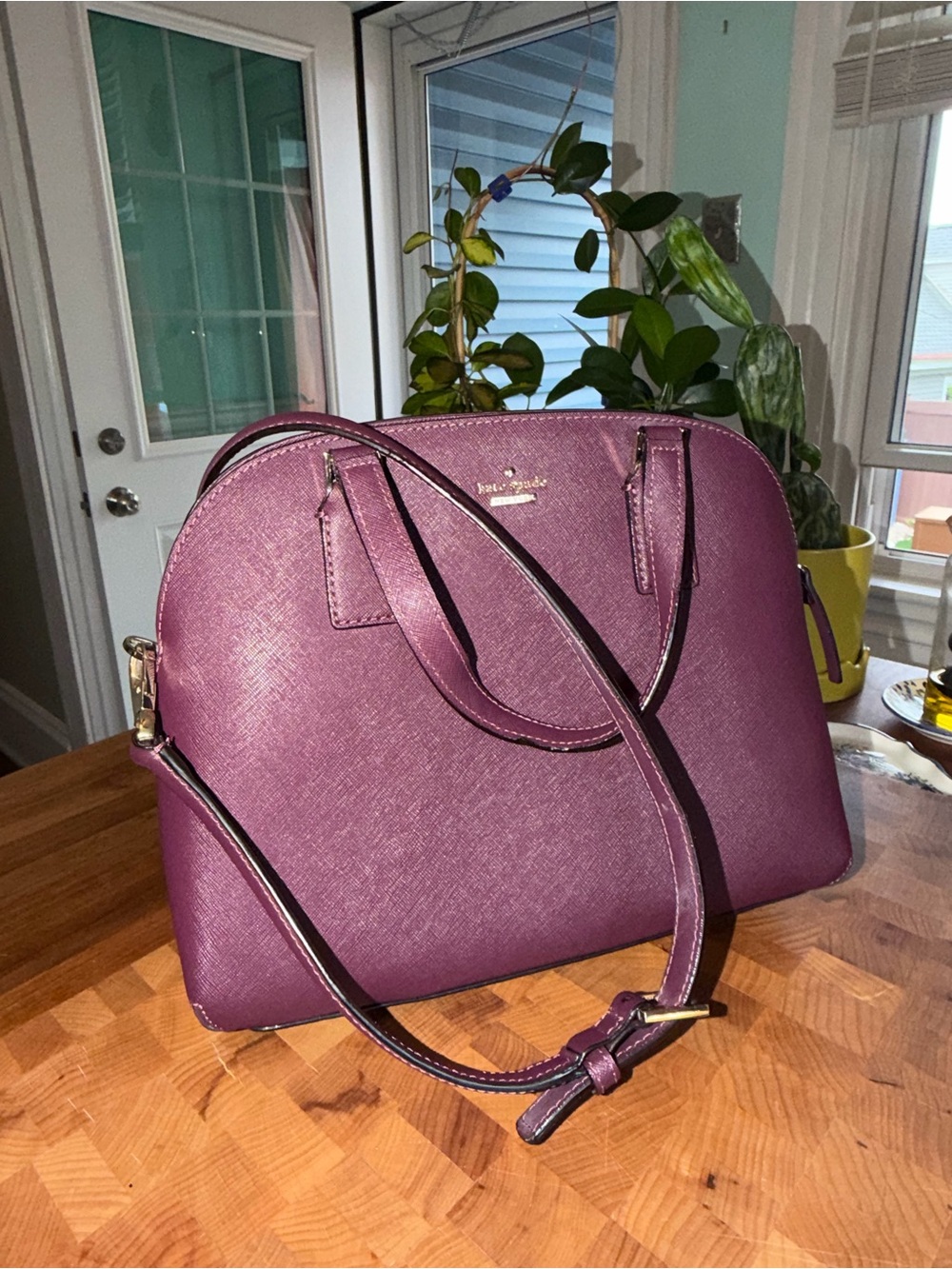 kate spade Plum Dome Satchel with Adjustable Crossbody Strap